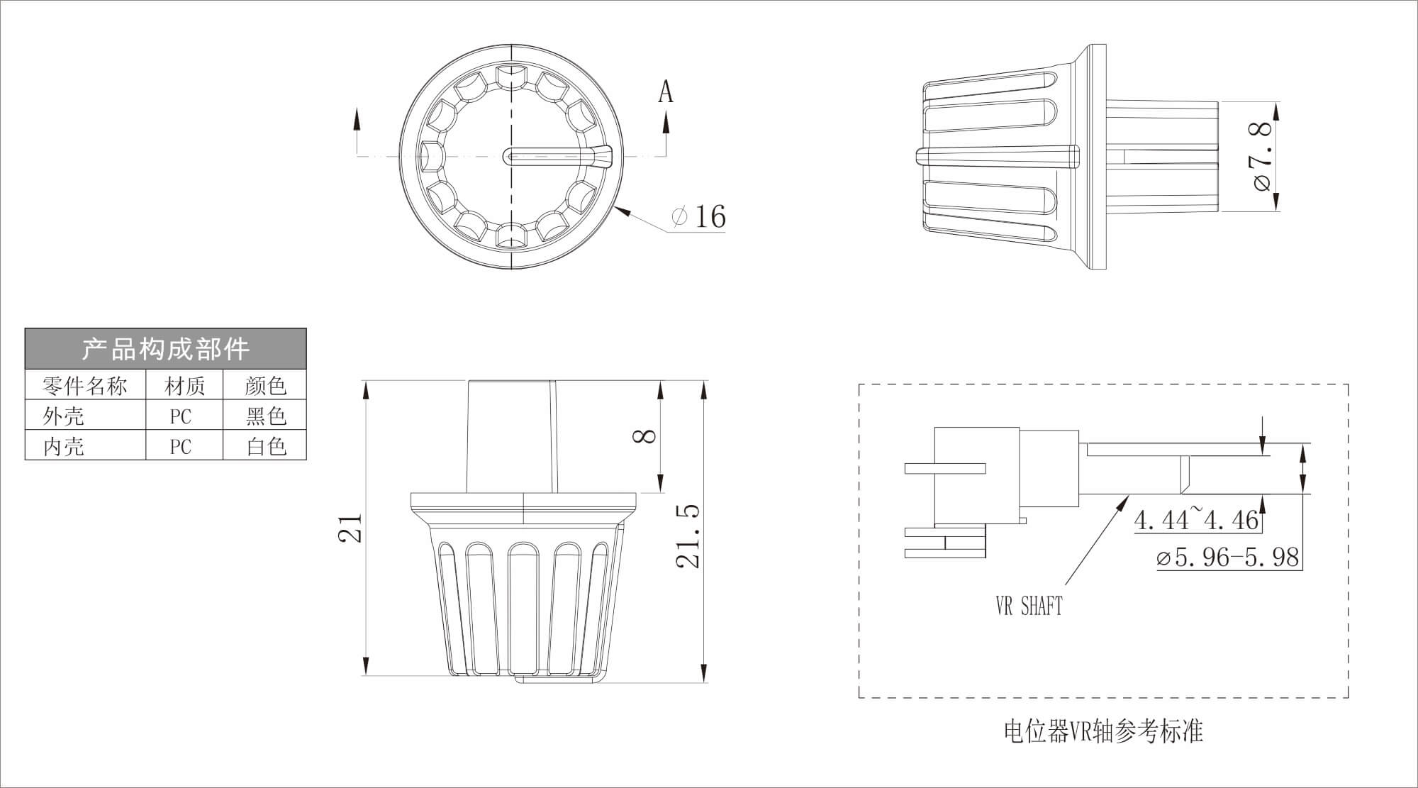 Plastic Two Color Knob X81